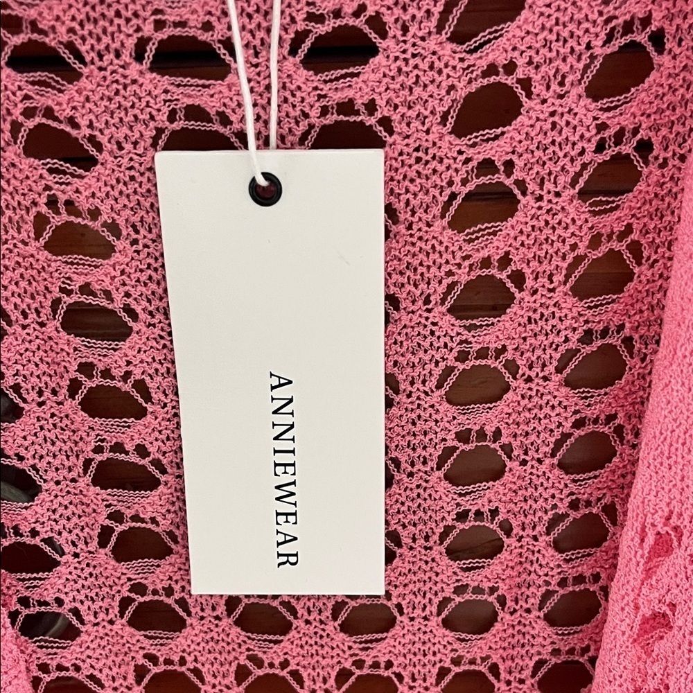 Anniewear Vibrant Pink Open-Knit Cardigan NWT - Picture 2 of 9